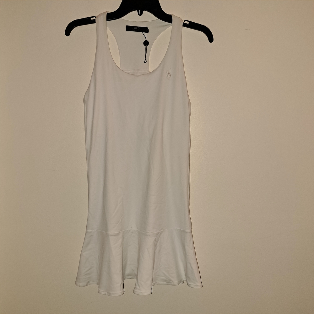 Polo Ralph Lauren‎ Girls White Racerback Tennis Dress Ruffle Hem Size Medium